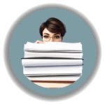 Person showing administrative overload and document management
