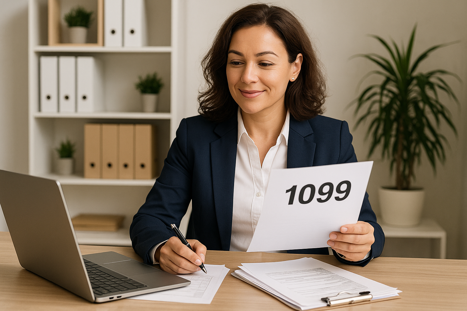 Professional preparing 1099 forms with income tax services and small business accounting support