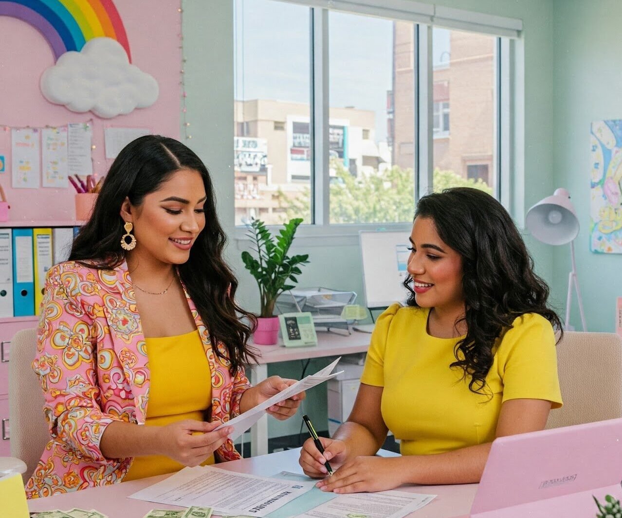 Client reviewing documents with an accounting services professional for small business accounting